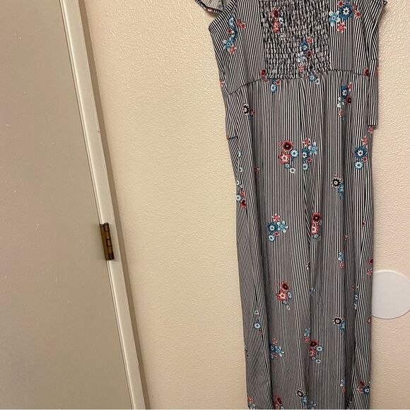 Wonder Nation Striped Jumpsuit floral Romper bodysuit stretchy jersey XL 14/16 - Picture 5 of 11